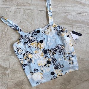 NWT Nordstrom BP Crop Tank Top Blue Floral Print M
